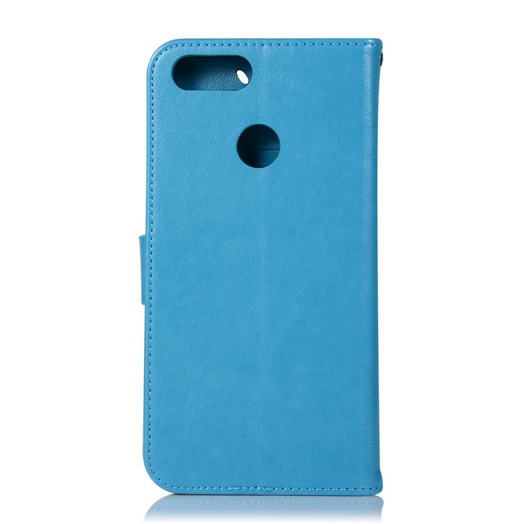 For Huawei Honor 7X Imprint Owl Dream Catcher Pattern Leather Stand Wallet Folio Casing - Blue-3