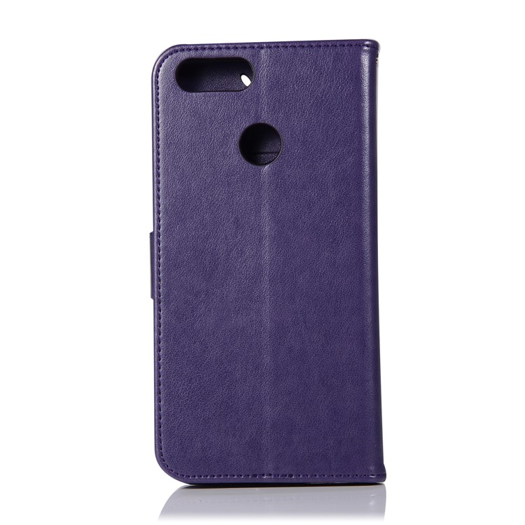 For Huawei Honor 7X Imprint Owl Dream Catcher Pattern PU Leather Wallet Protection Case Cover - Purple-3