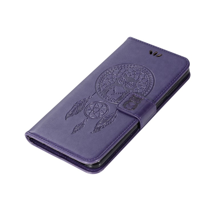 For Huawei Honor 7X Imprint Owl Dream Catcher Pattern PU Leather Wallet Protection Case Cover - Purple-7