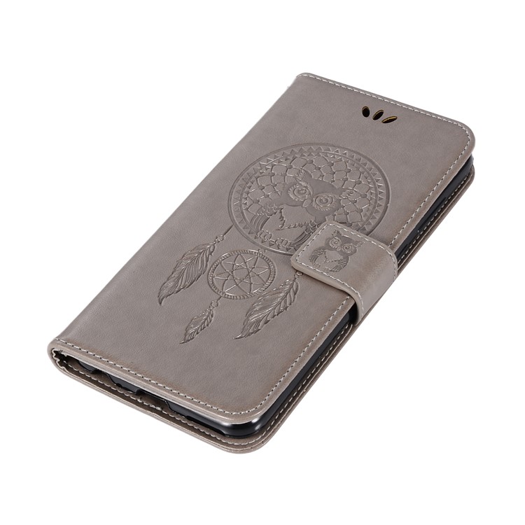 Imprinted Dream Catcher Owl Leather Wallet Cover for Huawei Mate 10 Lite / nova 2i / Maimang 6 / Honor 9i (India) - Grey-7