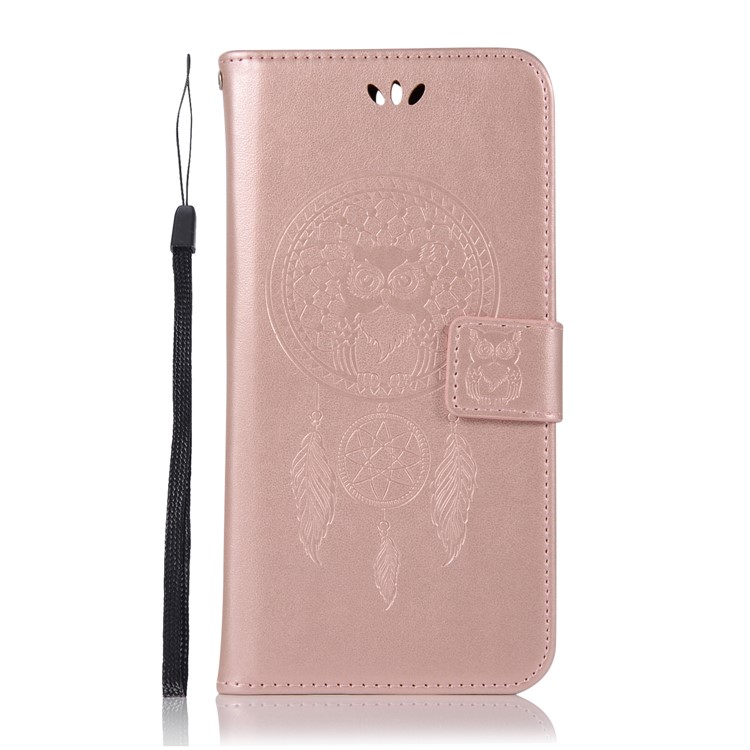 Imprinted Dream Catcher Owl PU Leather Wallet Case for Huawei Mate 10 Lite / nova 2i / Maimang 6 / Honor 9i (India) - Rose Gold-2