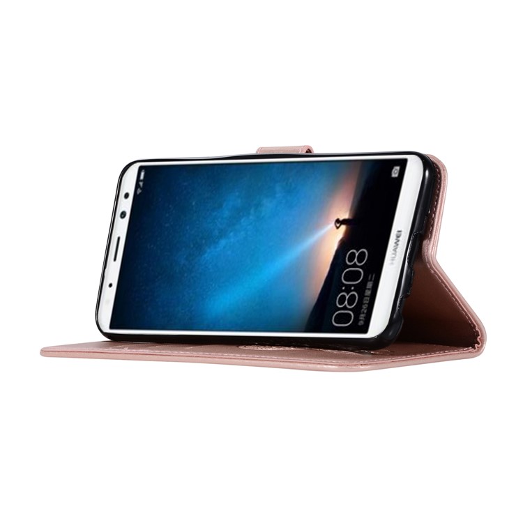 Imprinted Dream Catcher Owl PU Leather Wallet Case for Huawei Mate 10 Lite / nova 2i / Maimang 6 / Honor 9i (India) - Rose Gold-5