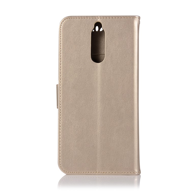 Imprinted Dream Catcher Owl Leather Wallet Case with Stand for Huawei Mate 10 Lite / nova 2i / Maimang 6 / Honor 9i (India) - Gold-3
