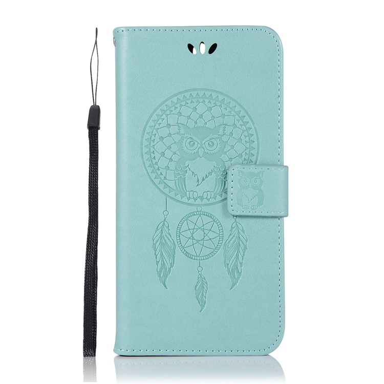 Imprinted Dream Catcher Owl Leather Wallet Case Shell for Huawei Mate 10 Lite / nova 2i / Maimang 6 / Honor 9i (India) - Baby Blue-2