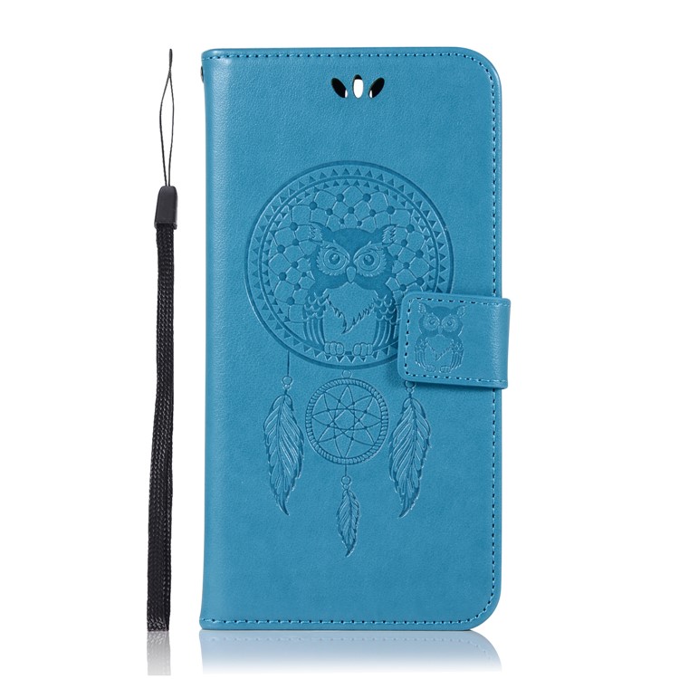 Imprinted Dream Catcher Owl Magnetic Leather Wallet Case for Huawei Mate 10 Lite / nova 2i / Maimang 6 / Honor 9i (India) - Dark Blue-2