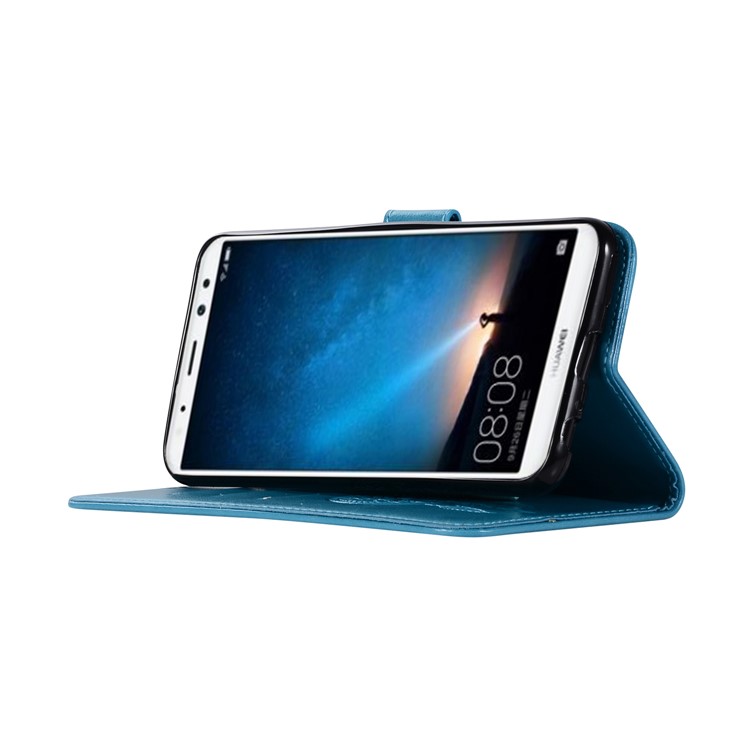 Imprinted Dream Catcher Owl Magnetic Leather Wallet Case for Huawei Mate 10 Lite / nova 2i / Maimang 6 / Honor 9i (India) - Dark Blue-5