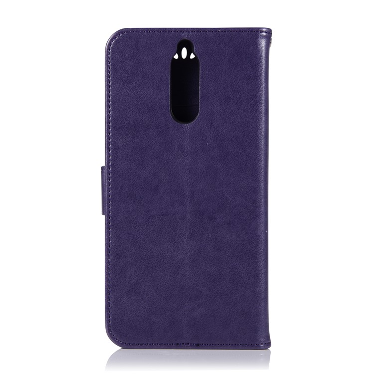 Imprinted Dream Catcher Owl Leather Wallet Case Phone Shell for Huawei Mate 10 Lite / nova 2i / Maimang 6 / Honor 9i (India) - Purple-3