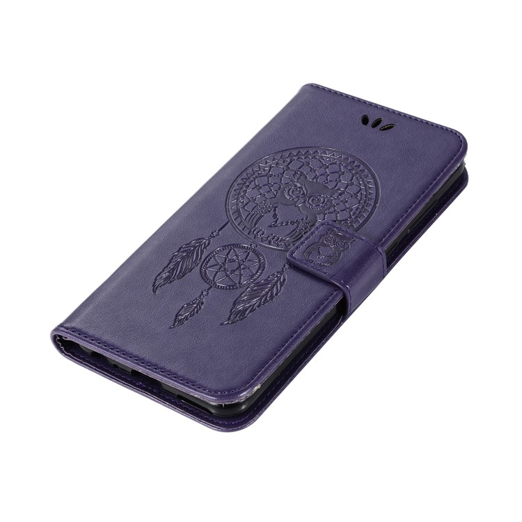 Imprinted Dream Catcher Owl Leather Wallet Case Phone Shell for Huawei Mate 10 Lite / nova 2i / Maimang 6 / Honor 9i (India) - Purple-7