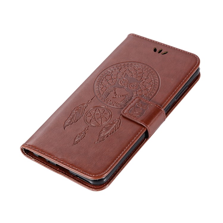 Imprinted Dream Catcher Owl Cell Phone Leather Wallet Case for Huawei Mate 10 Lite / nova 2i / Maimang 6 / Honor 9i (India) - Brown-7