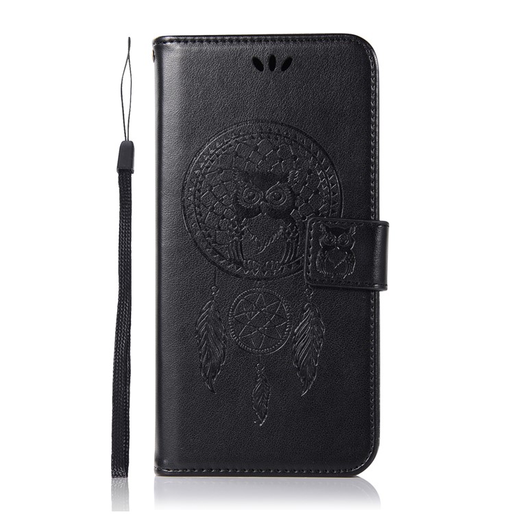Imprint Dream Catcher Owl Magnetic Wallet PU Leather Stand Mobile Phone Case for Huawei Mate 10 Pro - Black-2
