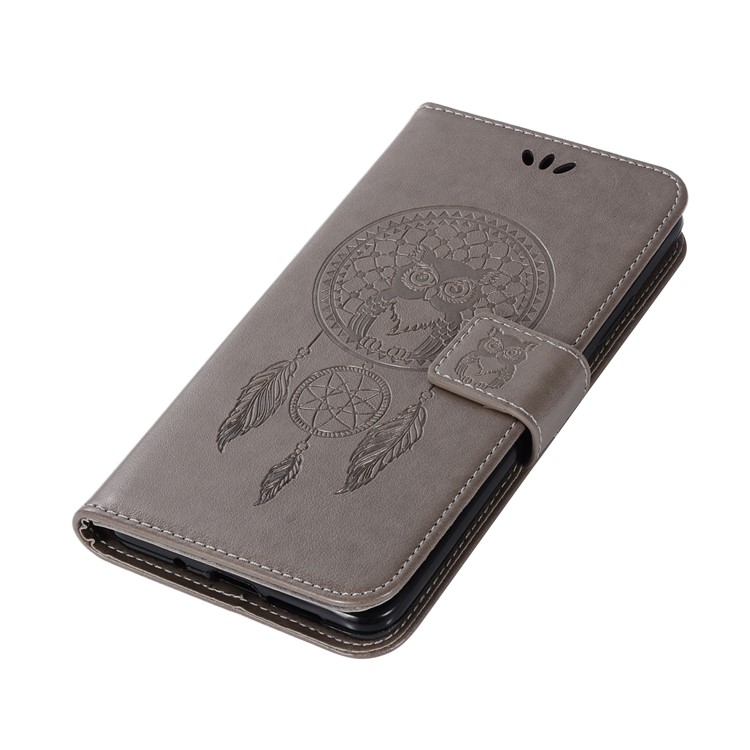 Imprint Dream Catcher Owl Magnetic Wallet PU Leather Stand Mobile Phone Cover for Huawei Mate 10 Pro - Grey-7