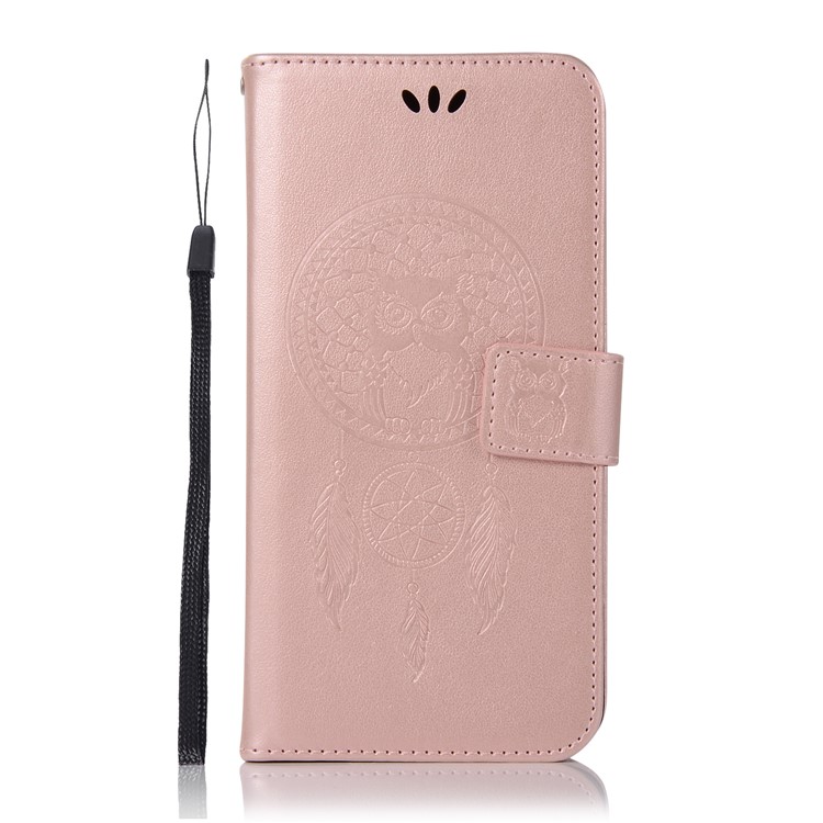 Imprint Dream Catcher Owl Magnetic Wallet PU Leather Stand Mobile Phone Casing for Huawei Mate 10 Pro - Rose Gold-2