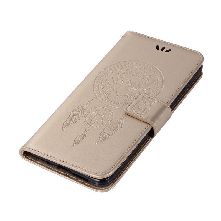 Imprint Dream Catcher Owl Magnetic Wallet PU Leather Stand Mobile Phone Shell for Huawei Mate 10 Pro - Gold-7