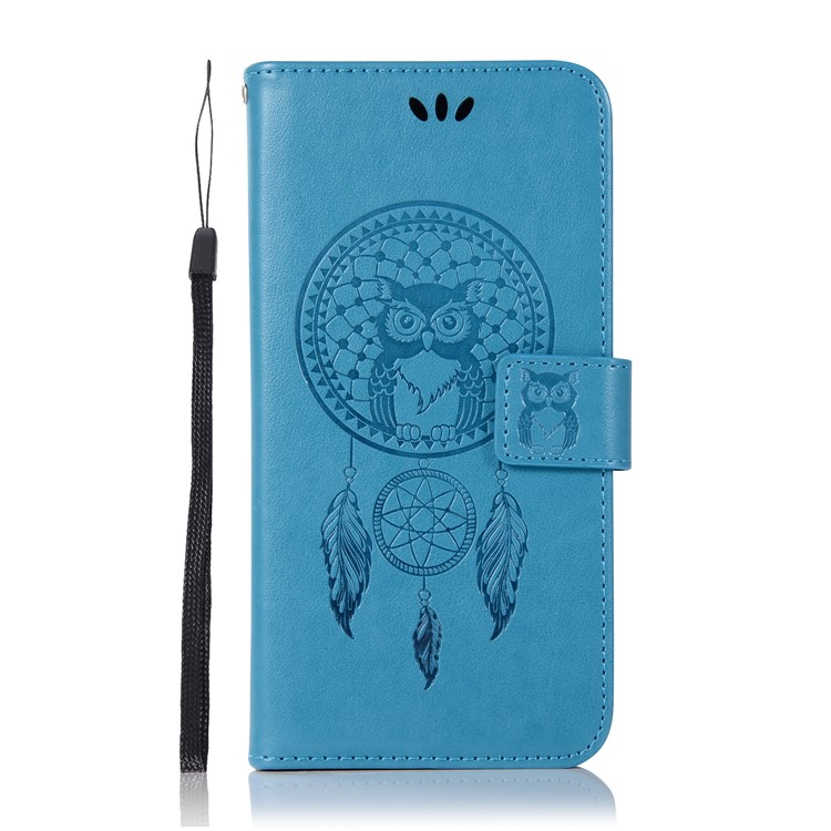Imprint Dream Catcher Owl Magnetic Wallet PU Leather Stand Mobile Phone Accessory Cover for Huawei Mate 10 Pro - Blue-2
