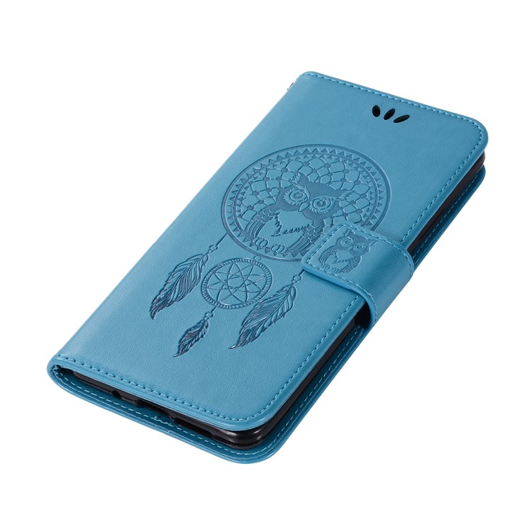 Imprint Dream Catcher Owl Magnetic Wallet PU Leather Stand Mobile Phone Accessory Cover for Huawei Mate 10 Pro - Blue-7