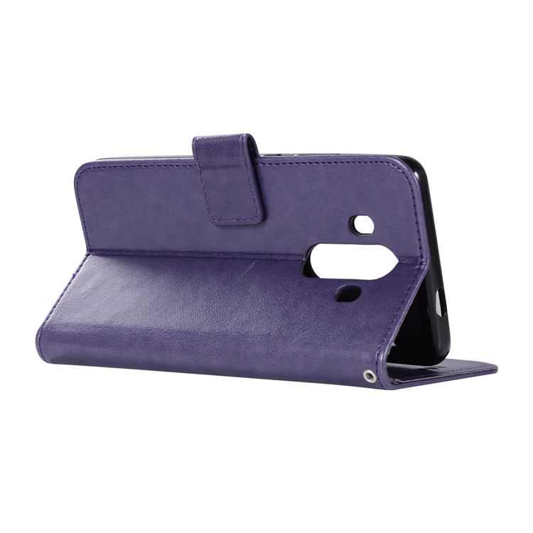 Imprint Dream Catcher Owl Magnetic Wallet PU Leather Stand Mobile Phone Accessory Casing for Huawei Mate 10 Pro - Purple-6