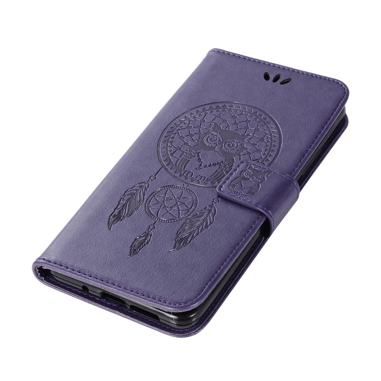 Imprint Dream Catcher Owl Magnetic Wallet PU Leather Stand Mobile Phone Accessory Casing for Huawei Mate 10 Pro - Purple-7