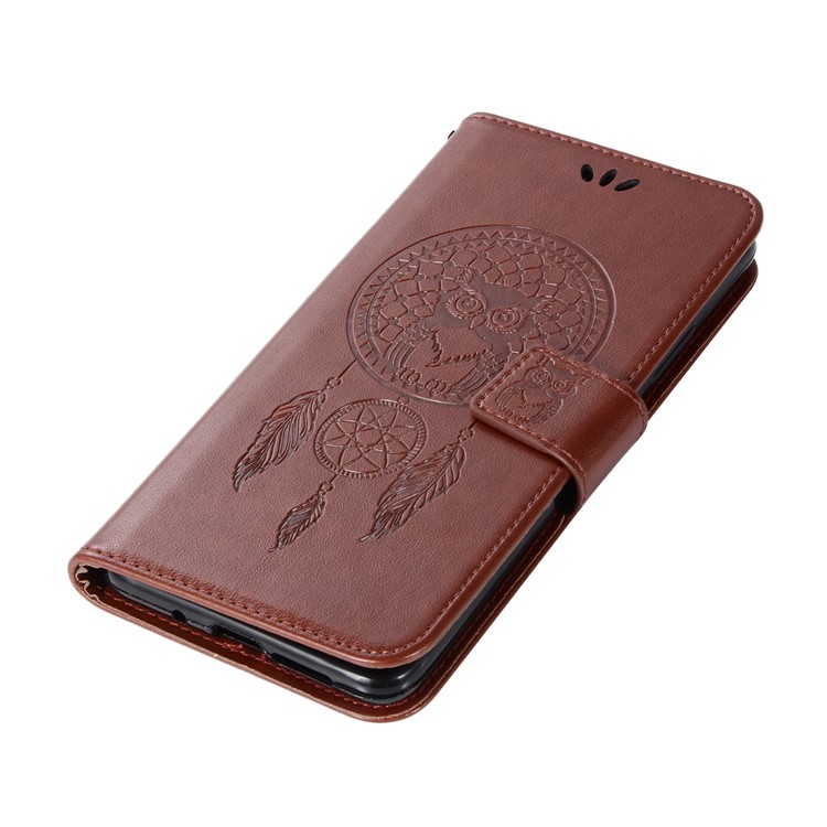 Imprint Dream Catcher Owl Magnetic Wallet PU Leather Stand Mobile Mobile Cover for Huawei Mate 10 Pro - Brown-7