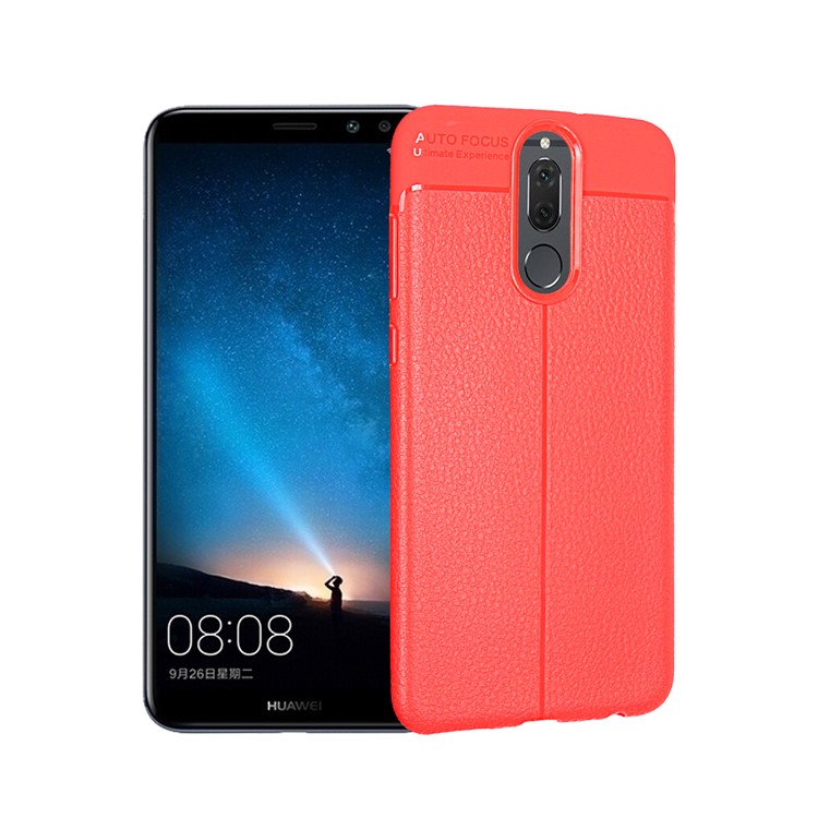 ANGIBABE Slim Litchi Grain Soft TPU Back Case for Huawei Mate 10 Lite / nova 2i / Maimang 6 / Honor 9i (India) - Red-1