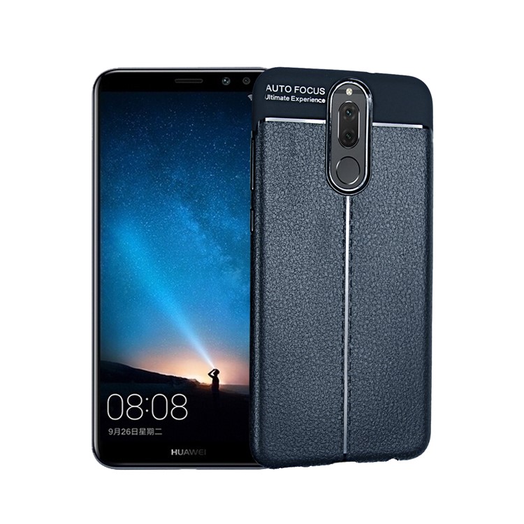 ANGIBABE Slim Litchi Grain Soft TPU Back Shell for Huawei Mate 10 Lite / nova 2i / Maimang 6 / Honor 9i (India) - Dark Blue-1