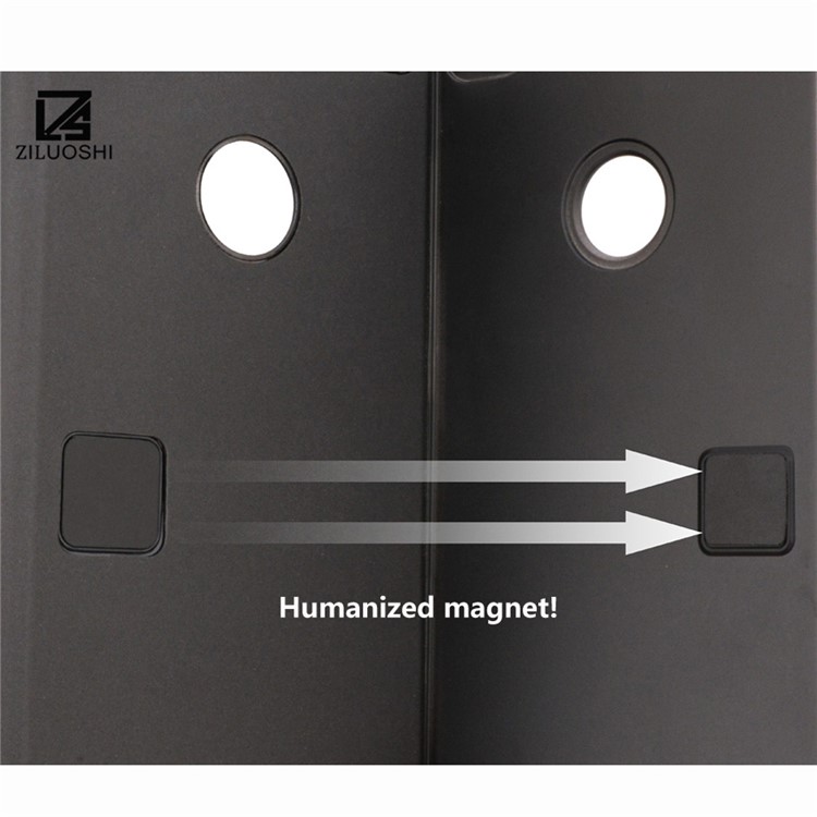 For Huawei P9 Lite (2017) / P8 Lite (2017) / Honor 8 Lite Plated Mirror Surface View Leather Stand Case - Black-7