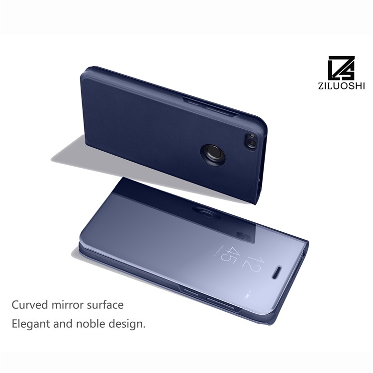 Plated Mirror Surface View Leather Case with Stand for Huawei P9 Lite (2017) / P8 Lite (2017) / Honor 8 Lite - Blue-1