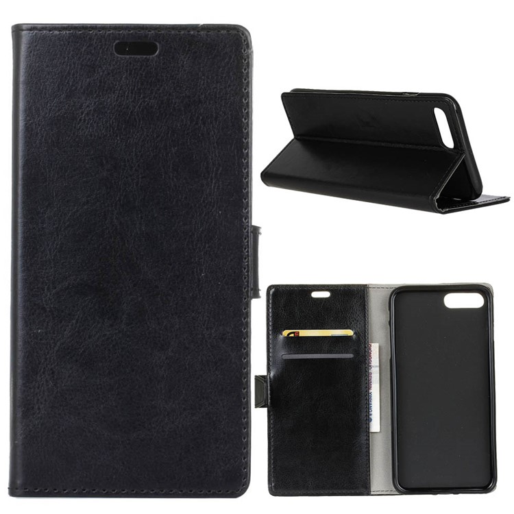 Crazy Horse Texture Wallet Stand Leather Case for Huawei Honor V10/View 10 - Black-1
