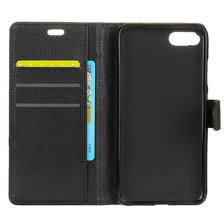 Litchi Skin Leather Wallet Case for Huawei Honor V10 / Honor View 10 - Black-3