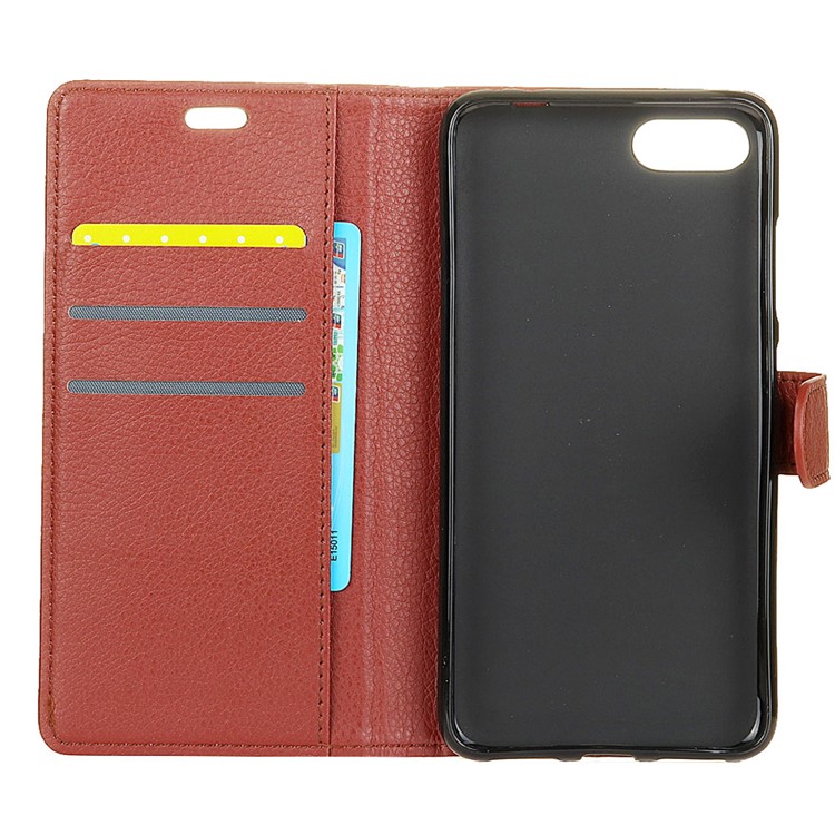 Litchi Skin Stand Leather Wallet Case for Huawei Honor V10 / Honor View 10 - Brown-3