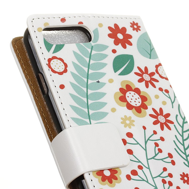 Printing Pattern Leather Wallet Smartphone Case for Huawei Honor V10 / View 10 - Flowers and Leaves-3