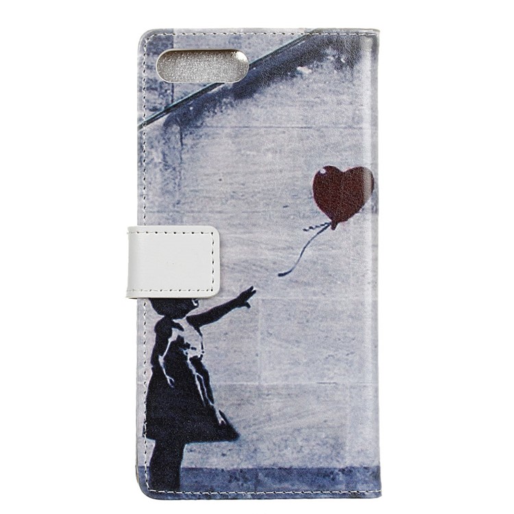 Patterned Leather Mobile Cover with Stand for Huawei Honor V10 / View 10 - Retro Style Girl Releasing Balloon-2