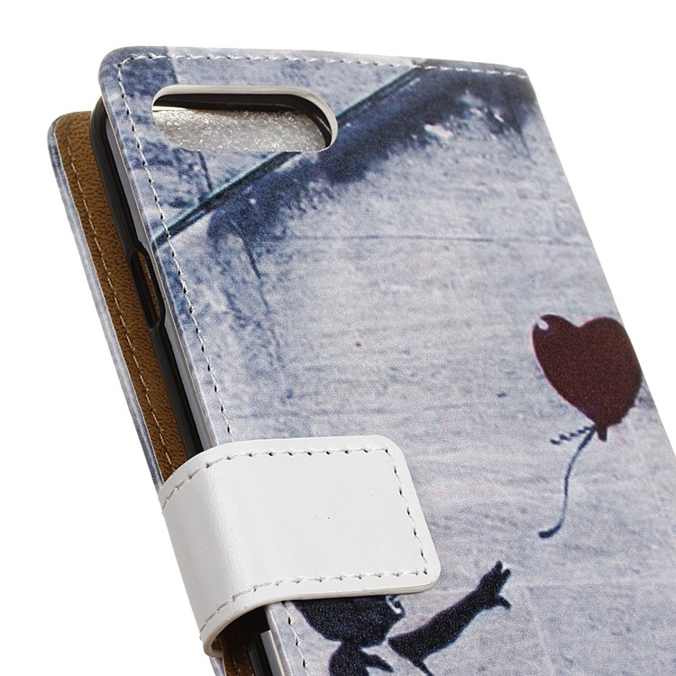 Patterned Leather Mobile Cover with Stand for Huawei Honor V10 / View 10 - Retro Style Girl Releasing Balloon-3