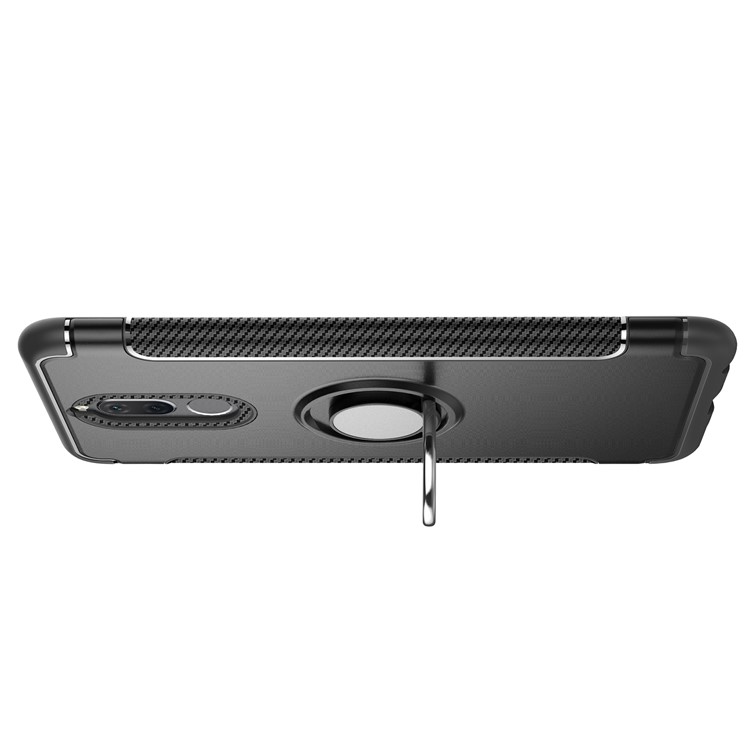 Ring Holder Kickstand TPU + PC Combo Phone Case (Built-in Magnetic Holder Metal Sheet) for Huawei Mate 10 Lite / nova 2i / Maimang 6 / Honor 9i (India) - Black-3