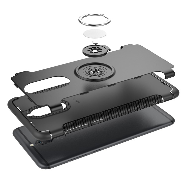 Ring Holder Kickstand TPU + PC Combo Phone Case (Built-in Magnetic Holder Metal Sheet) for Huawei Mate 10 Lite / nova 2i / Maimang 6 / Honor 9i (India) - Black-7