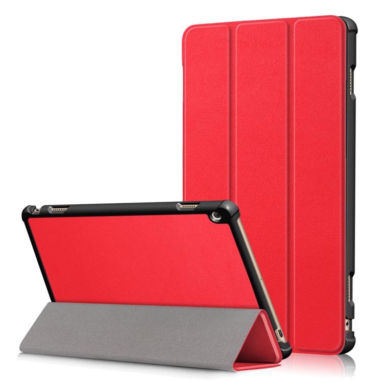 Tri-fold Stand Leather Protective Cover for Huawei MediaPad M3 Lite 10 WP - Red-1