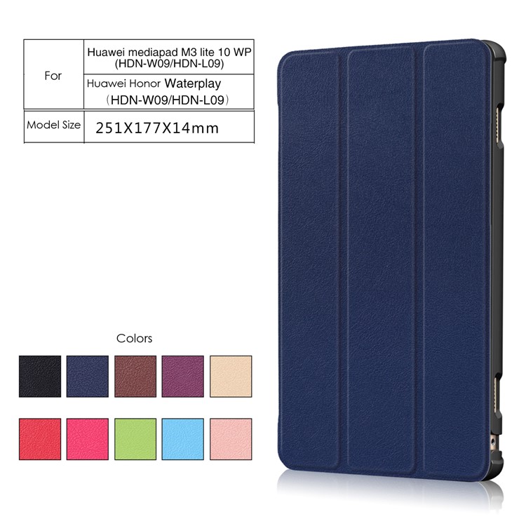 Tri-fold Stand Leather Protective Cover for Huawei MediaPad M3 Lite 10 WP - Red-10