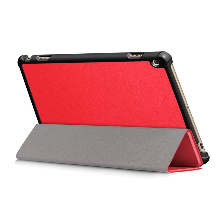 Tri-fold Stand Leather Protective Cover for Huawei MediaPad M3 Lite 10 WP - Red-7