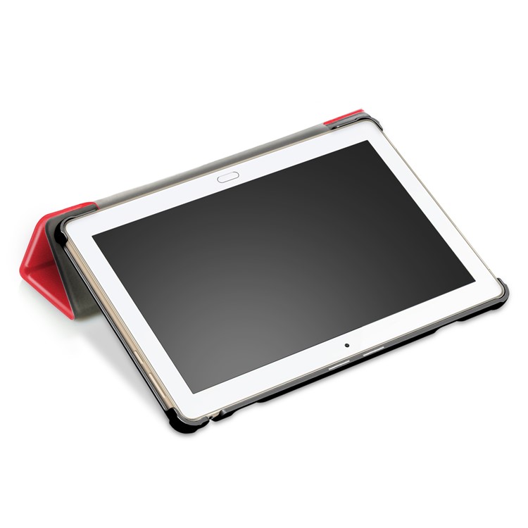 Tri-fold Stand Leather Protective Cover for Huawei MediaPad M3 Lite 10 WP - Red-8