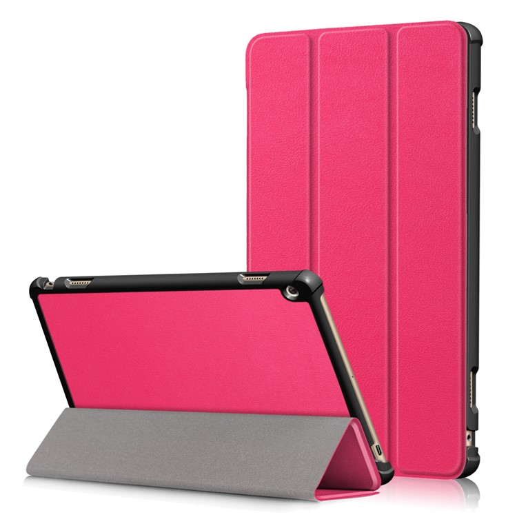 Tri-fold Stand Leather Protective Shell for Huawei MediaPad M3 Lite 10 WP - Rose-1