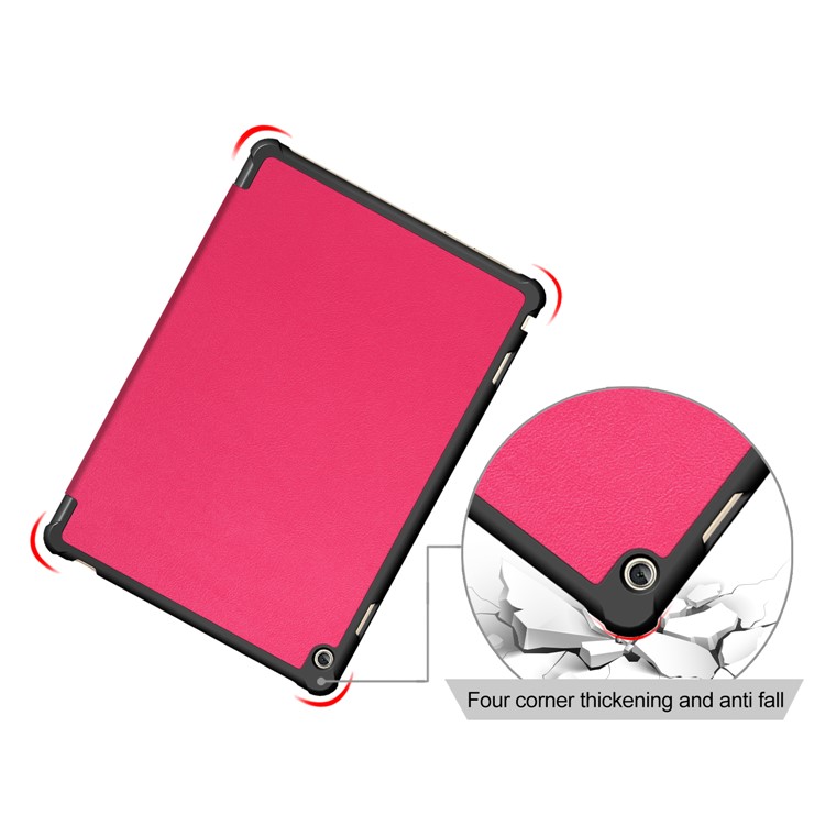Tri-fold Stand Leather Protective Shell for Huawei MediaPad M3 Lite 10 WP - Rose-5
