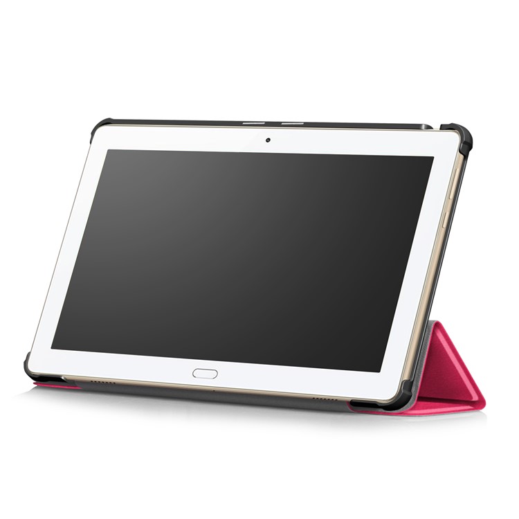 Tri-fold Stand Leather Protective Shell for Huawei MediaPad M3 Lite 10 WP - Rose-6