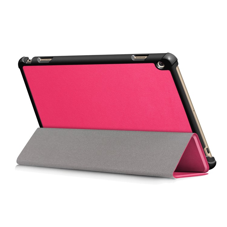 Tri-fold Stand Leather Protective Shell for Huawei MediaPad M3 Lite 10 WP - Rose-7