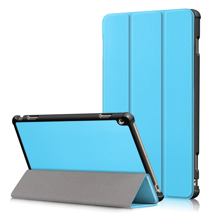 Tri-fold PU Leather Stand Case Protector for Huawei MediaPad M3 Lite 10 WP - Baby Blue-1