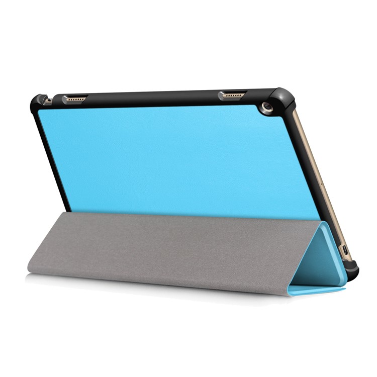 Tri-fold PU Leather Stand Case Protector for Huawei MediaPad M3 Lite 10 WP - Baby Blue-7