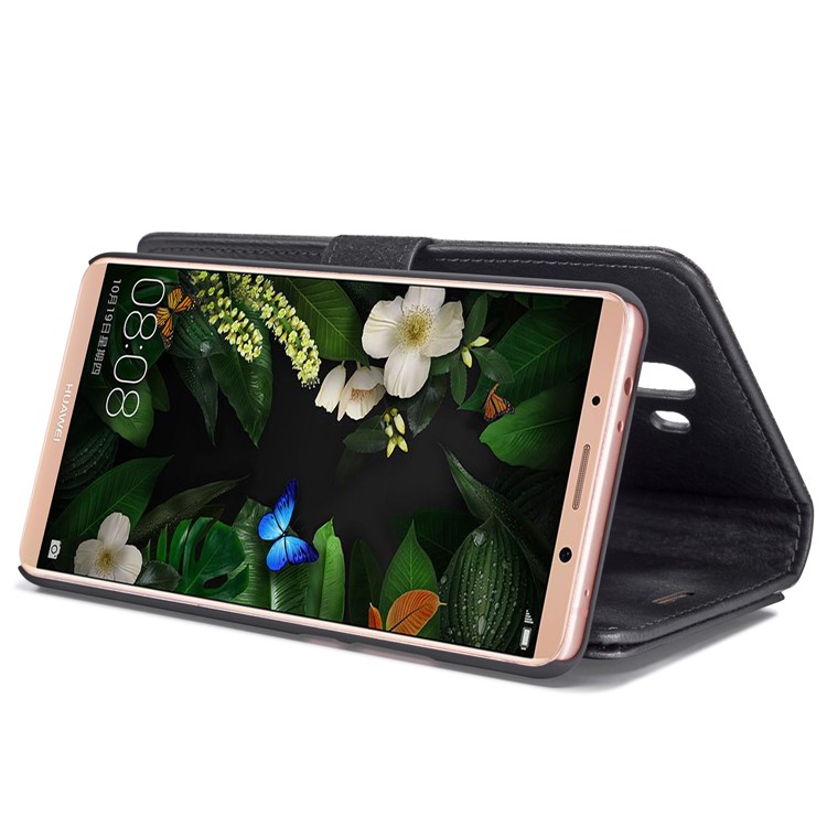 DG.MING Detachable 2-in-1 Split Leather Wallet Shell + PC Back Case for Huawei Mate 10 - Black-19