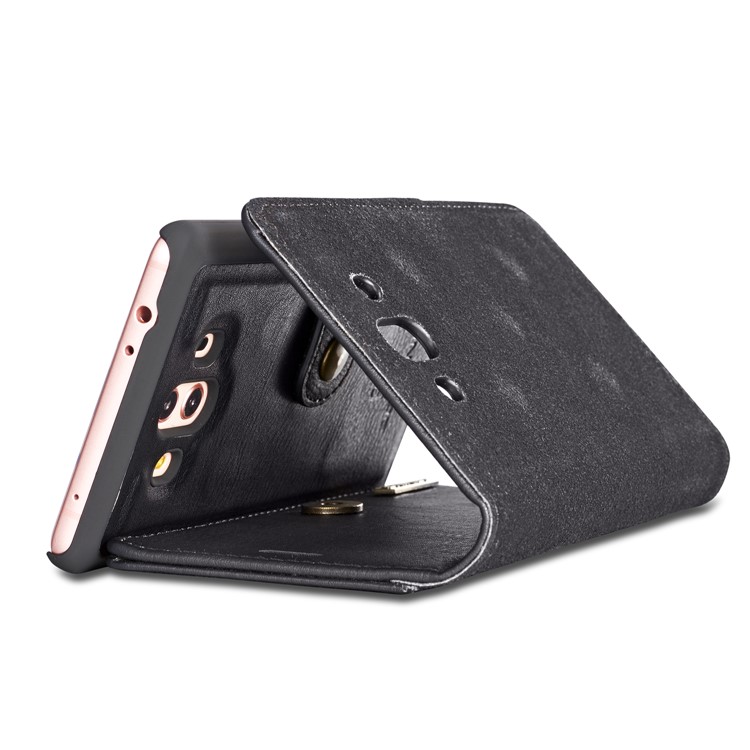 DG.MING Detachable 2-in-1 Split Leather Wallet Shell + PC Back Case for Huawei Mate 10 - Black-21