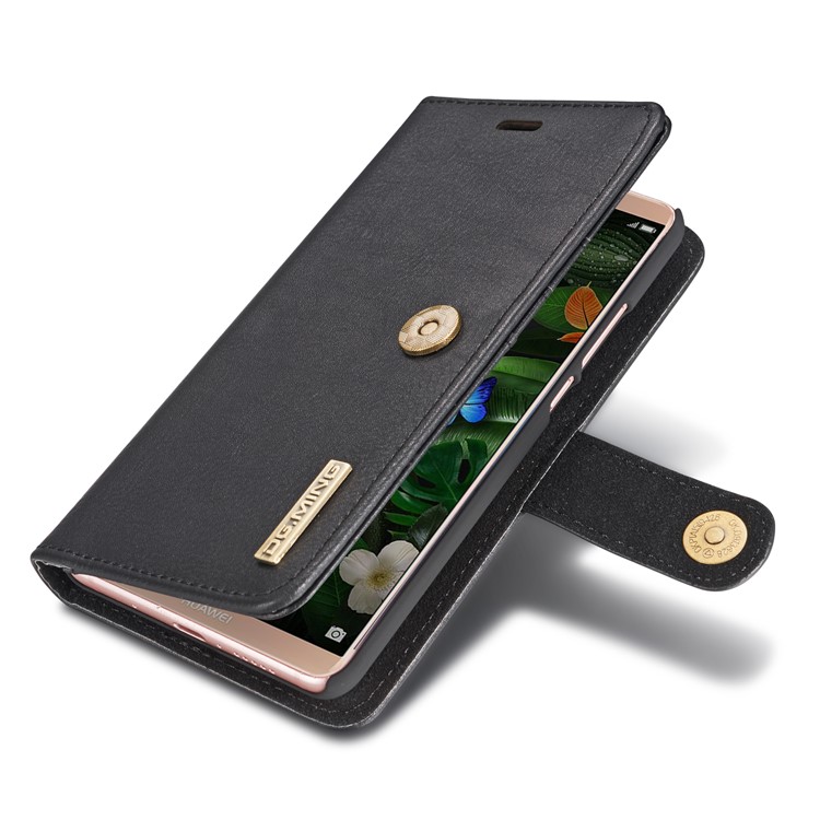 DG.MING Detachable 2-in-1 Split Leather Wallet Shell + PC Back Case for Huawei Mate 10 - Black-23
