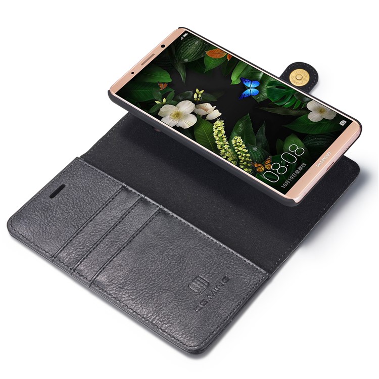 DG.MING Detachable 2-in-1 Split Leather Wallet Shell + PC Back Case for Huawei Mate 10 - Black-29