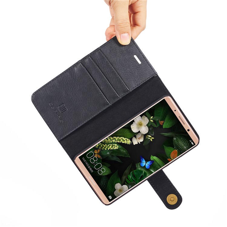 DG.MING Detachable 2-in-1 Split Leather Wallet Shell + PC Back Case for Huawei Mate 10 - Black-31