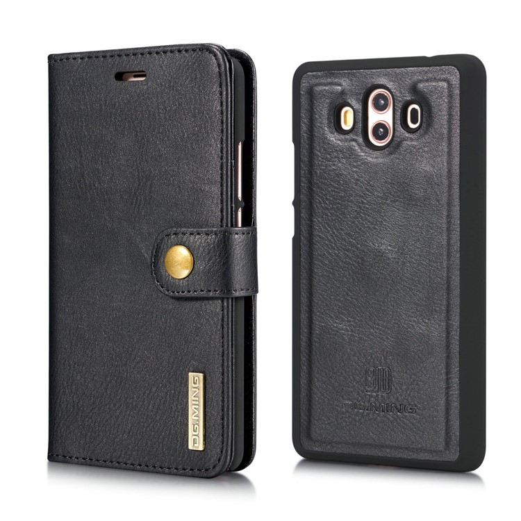 DG.MING Detachable 2-in-1 Split Leather Wallet Shell + PC Back Case for Huawei Mate 10 - Black-33
